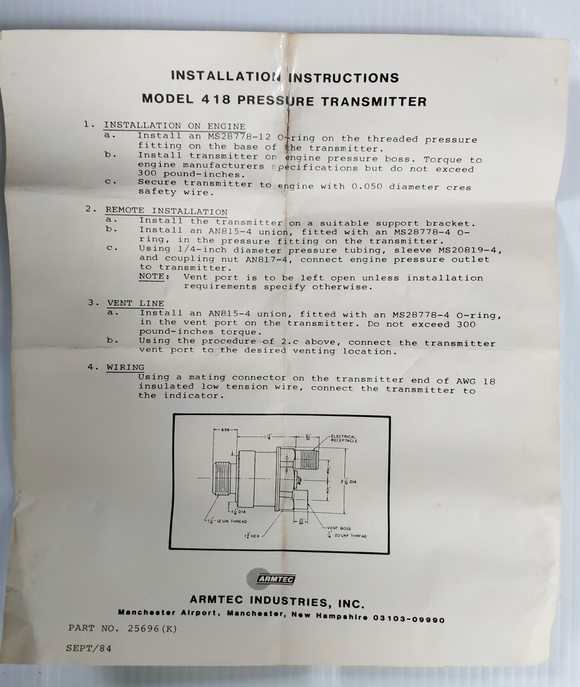 OIL PRESSURE TRANSMITTER