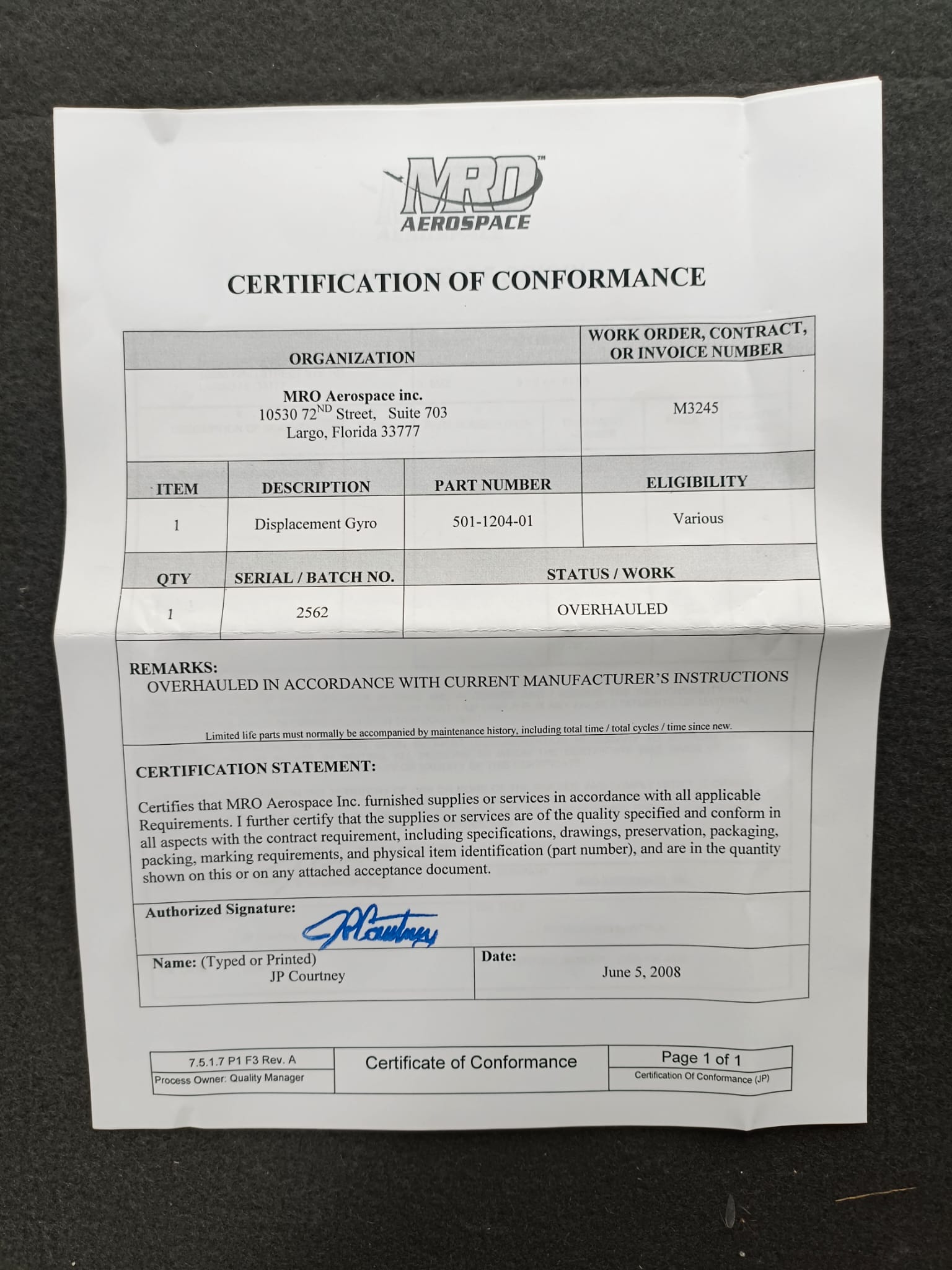 Gyroscope Displacement