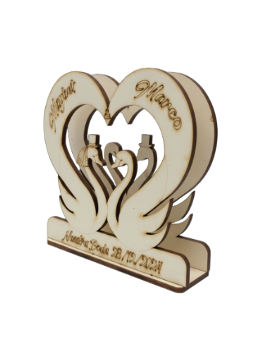 10 Servilleteros de cisnes con corazón romántico MDF