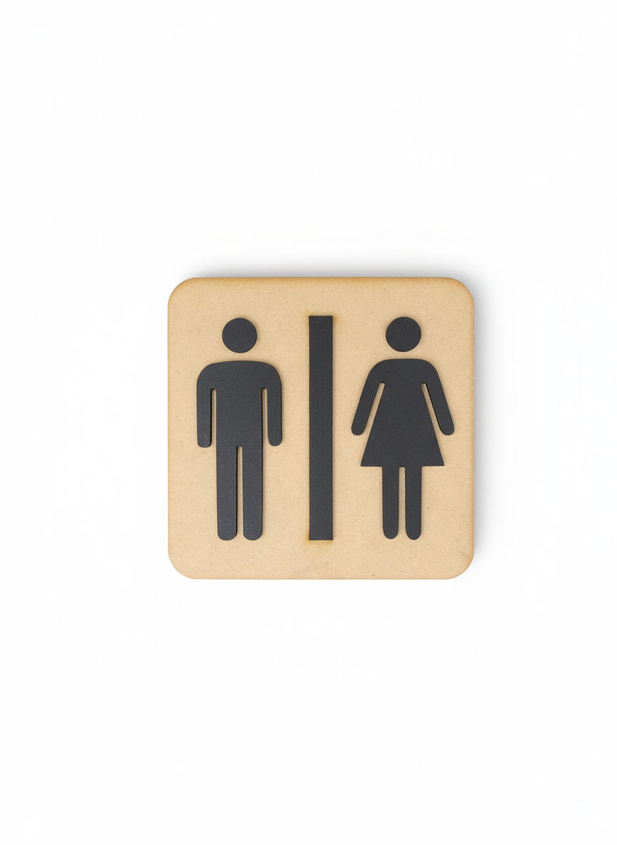 Letrero de Baño Unisex en Madera MDF