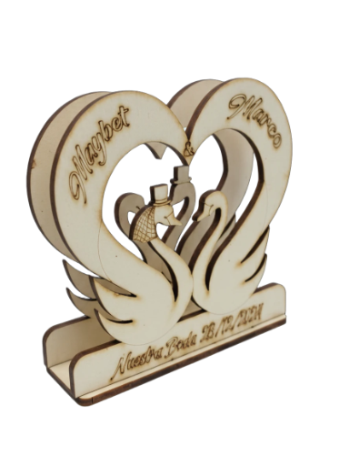 10 Servilleteros de cisnes con corazón romántico MDF
