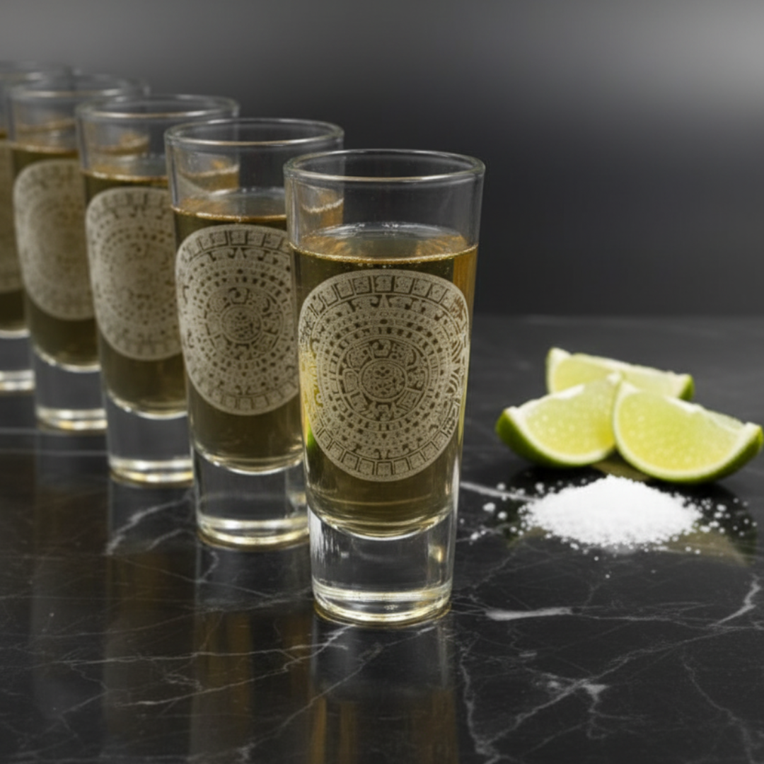 10 Caballitos con Calendario Azteca grabado