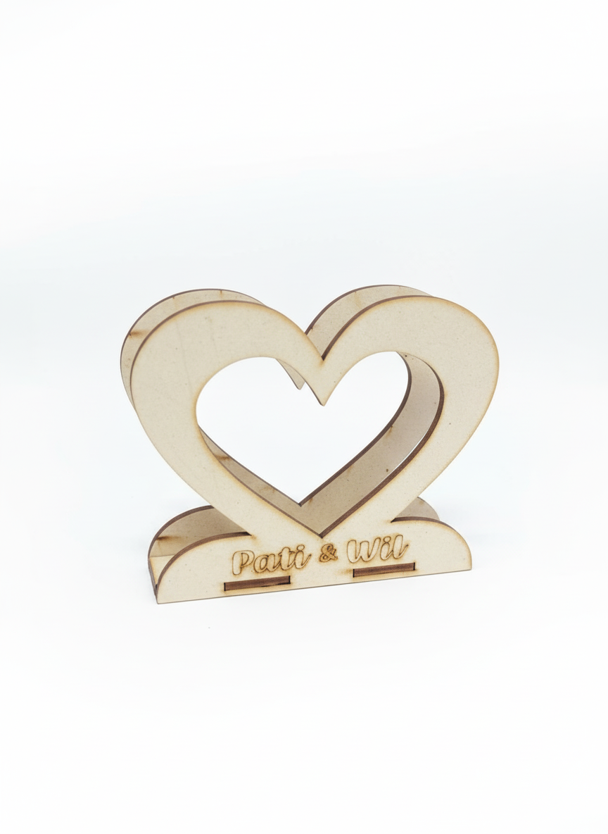 10 Servilleteros doble corazón MDF