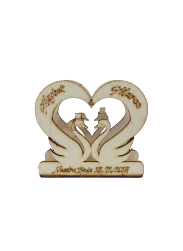10 Servilleteros de cisnes con corazón romántico MDF
