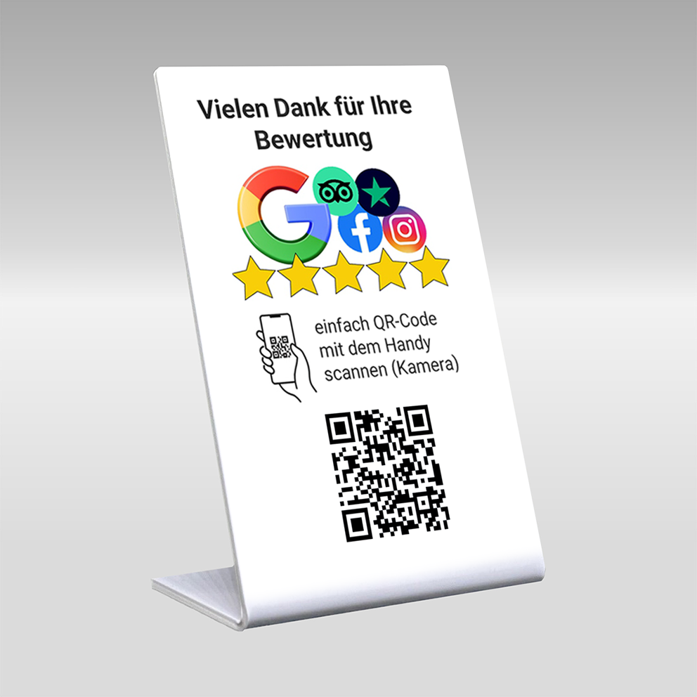 Tisch-Display mit QR-Code