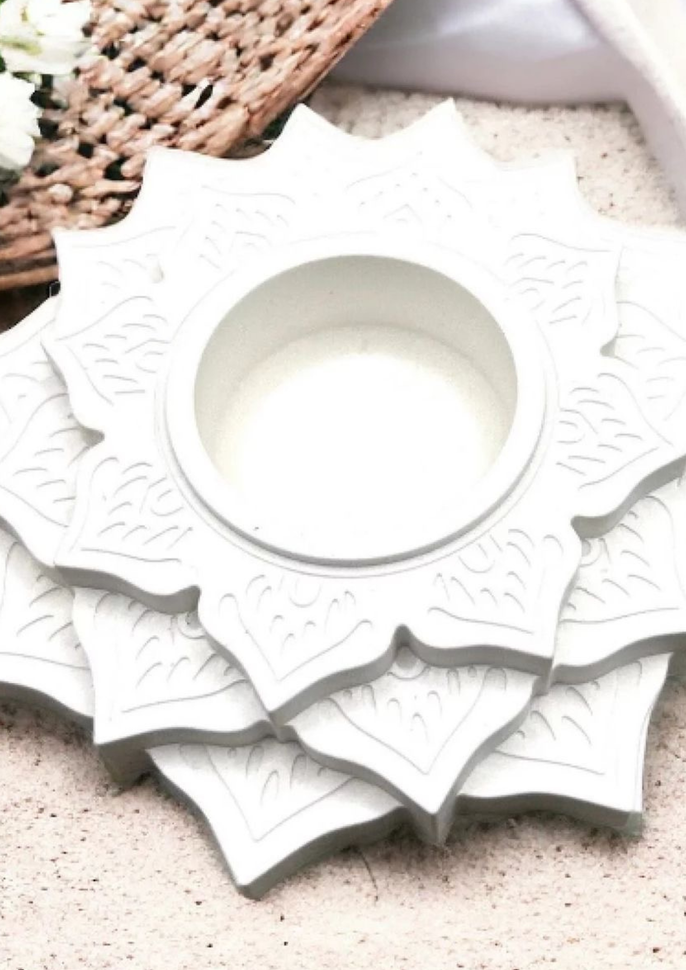 Portavela de Resina acrílica blanca