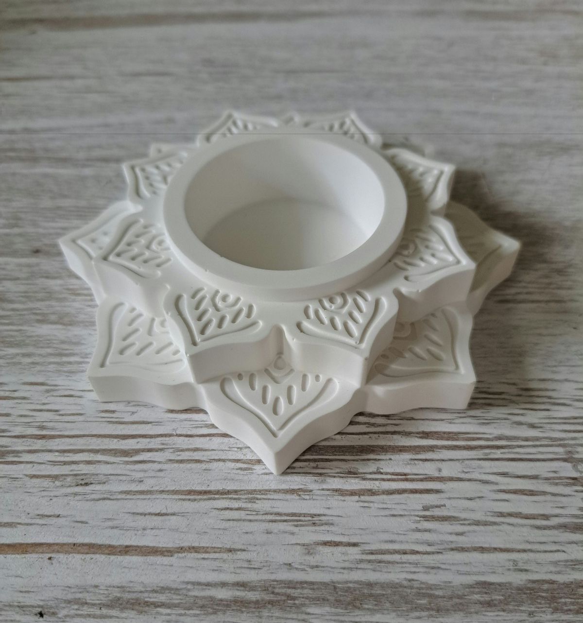 Portavela de Resina acrílica blanca