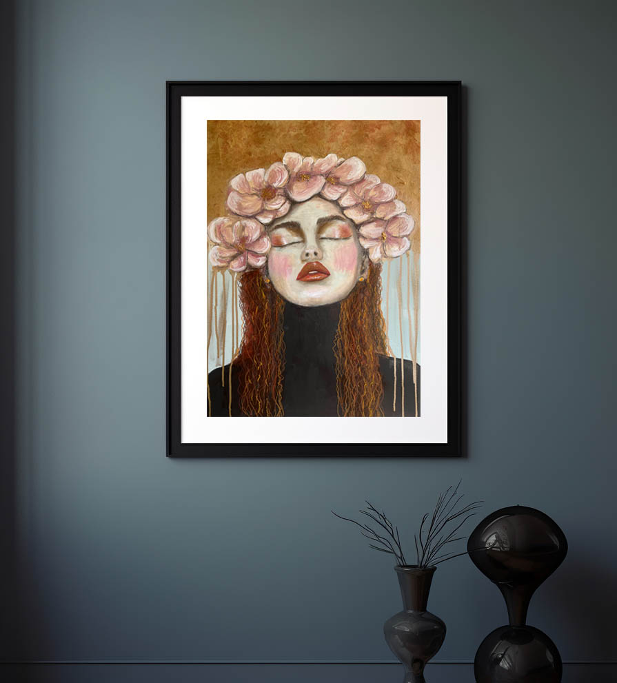 ROSE GOLD DAYDREAMS - Original Mixed Media Painting On Heavy Art Paper Size 50 x 70cm Also Available Framed