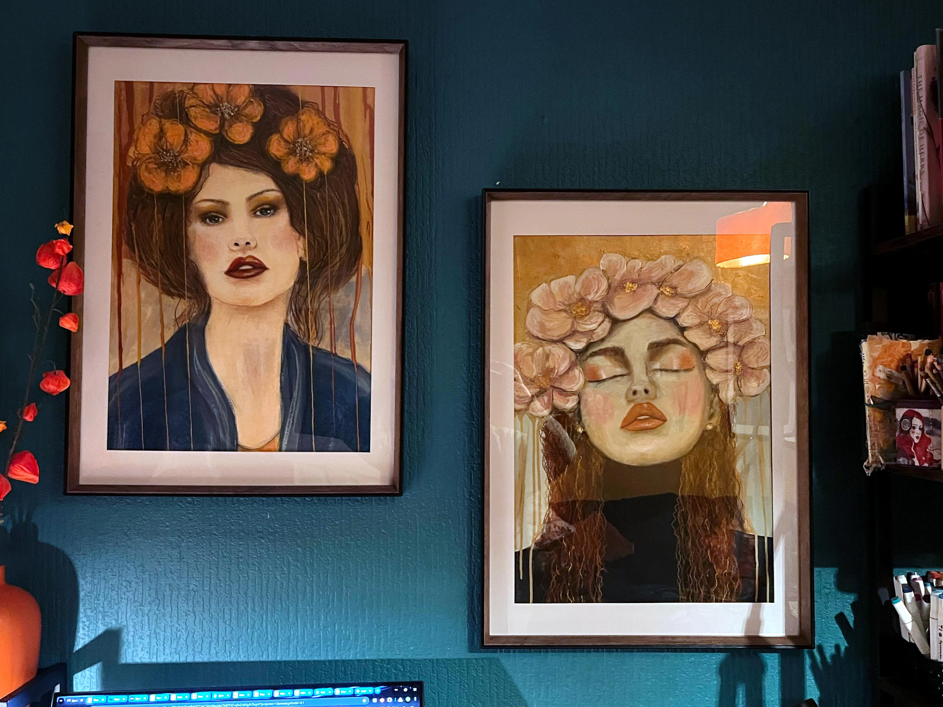ROSE GOLD DAYDREAMS - Original Mixed Media Painting On Heavy Art Paper Size 50 x 70cm Also Available Framed