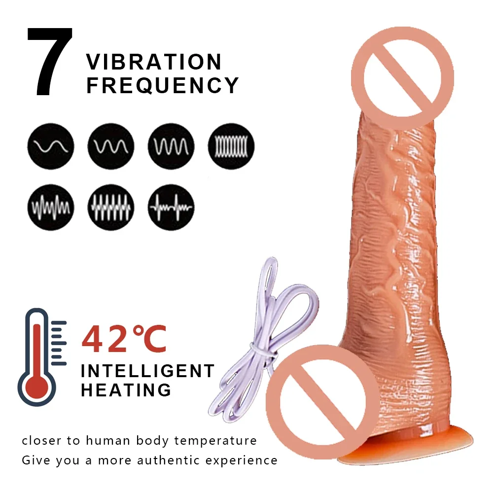 Realistic dildo vibrator big penis telescopic heating silicone female dildos for G-spot anal stimulation vibrators for women