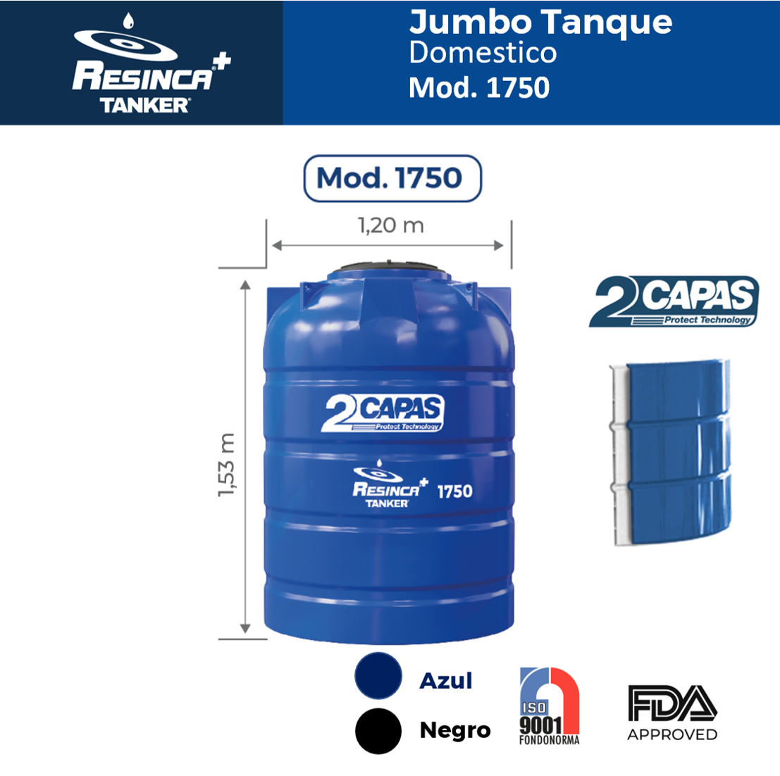 Tanque jumbo de 1750 lits