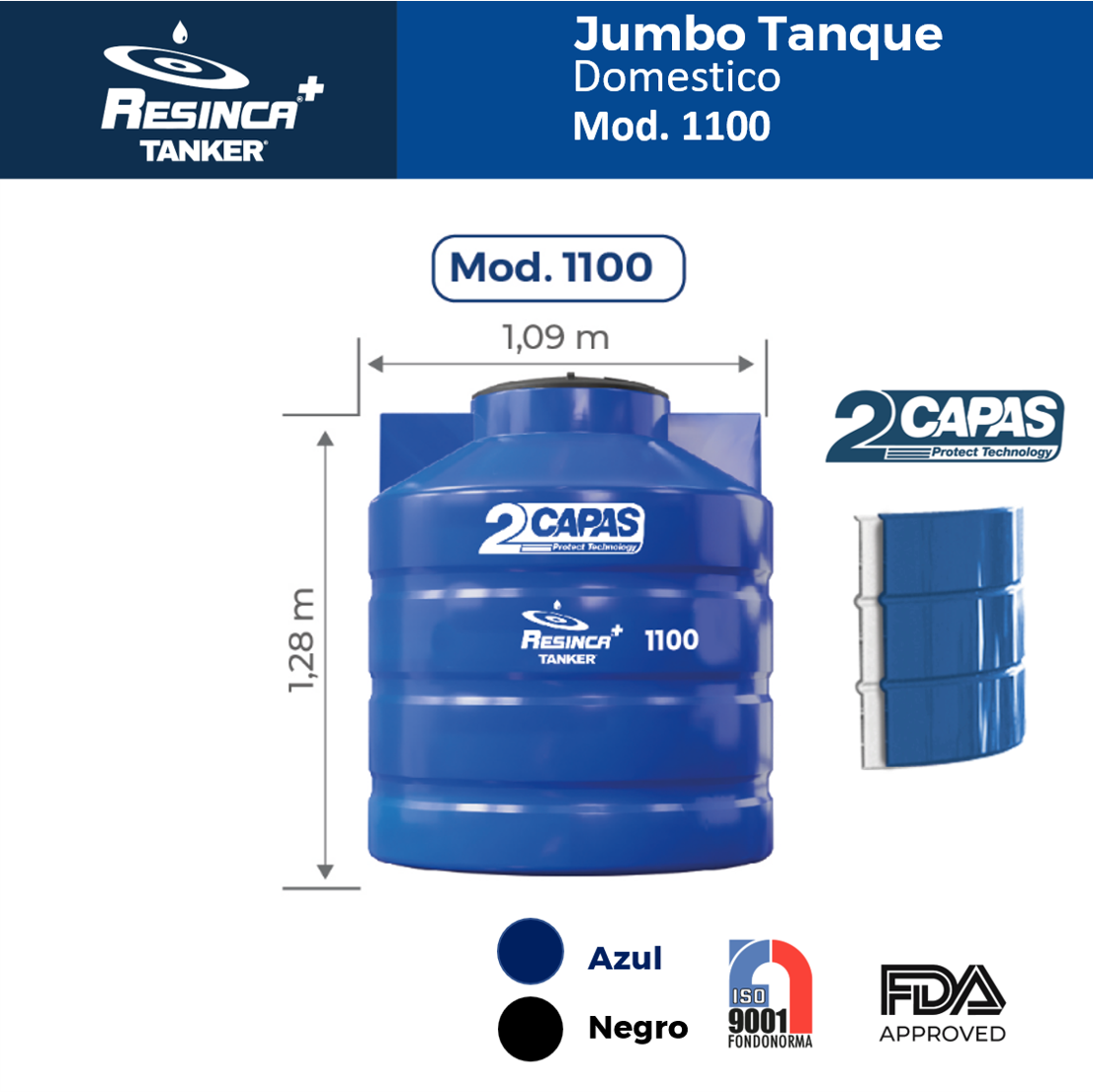 Tanque jumbo de 1100 lits