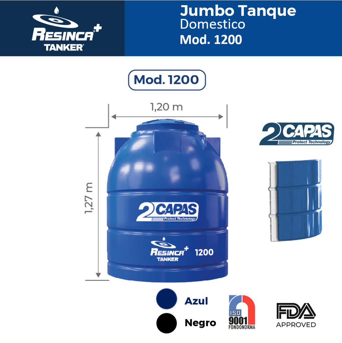Tanque jumbo de 1200 lits