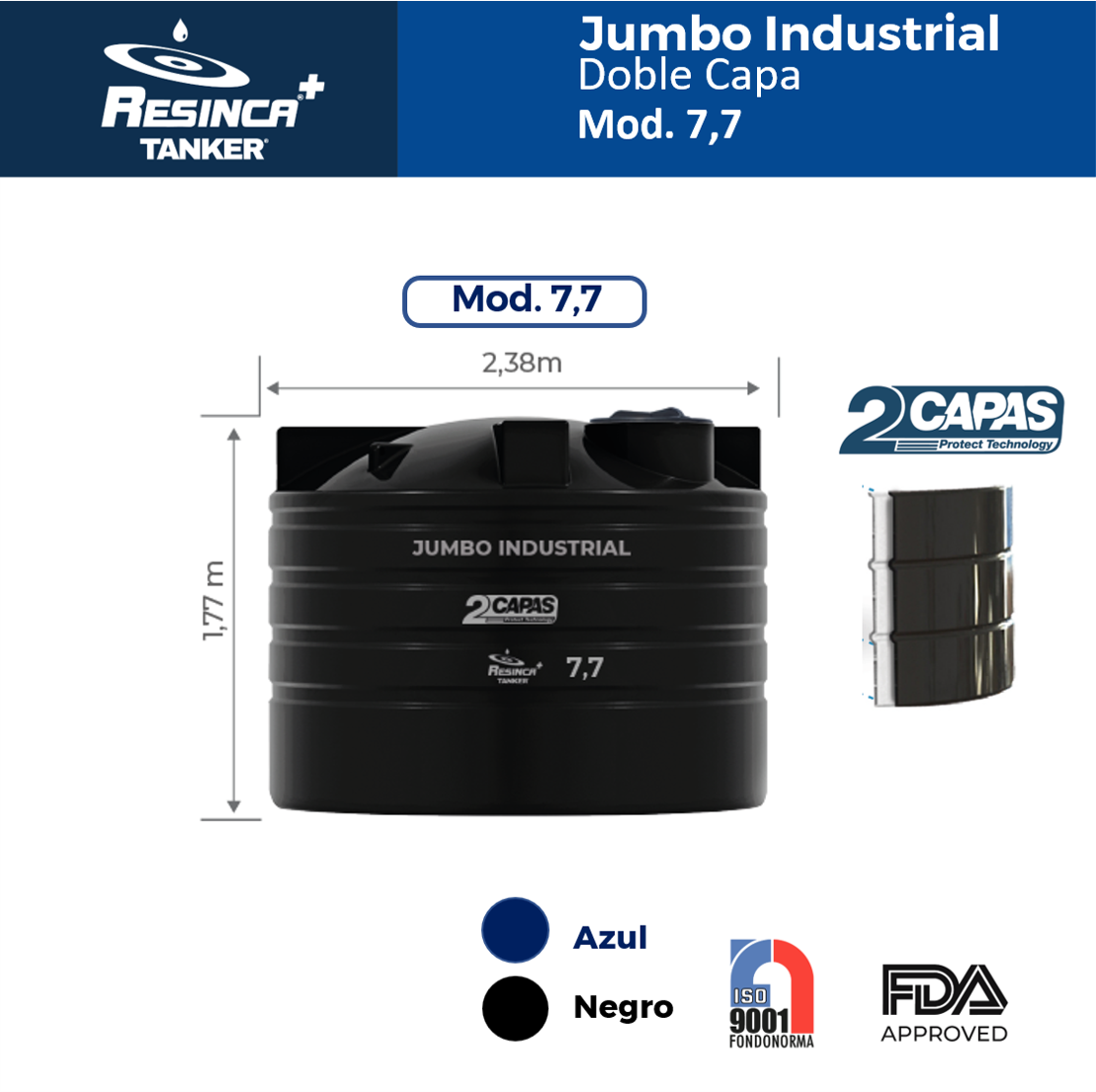 Tanque jumbo Industrial de 7700 lits