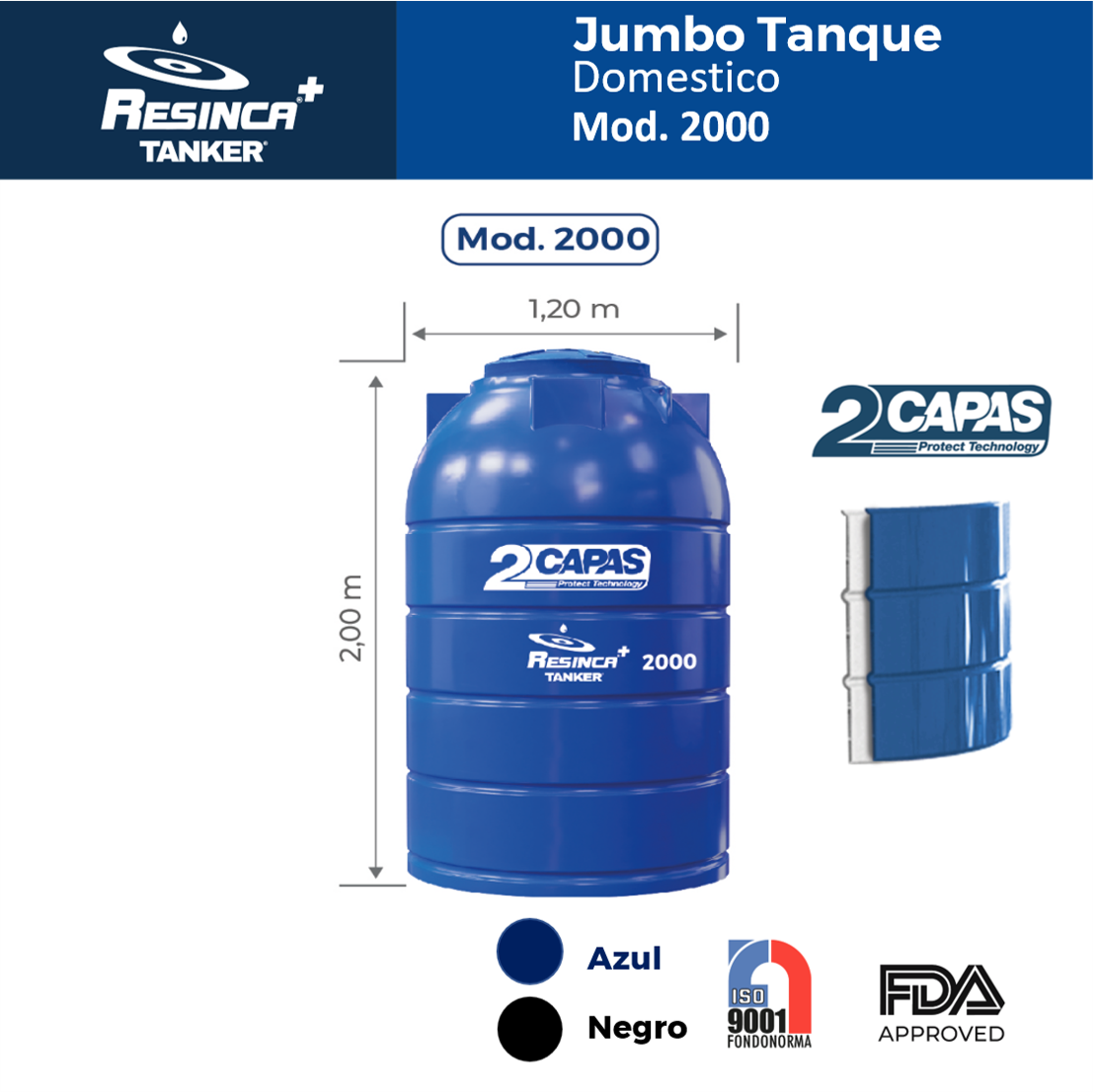 Tanque jumbo de 2000 lits