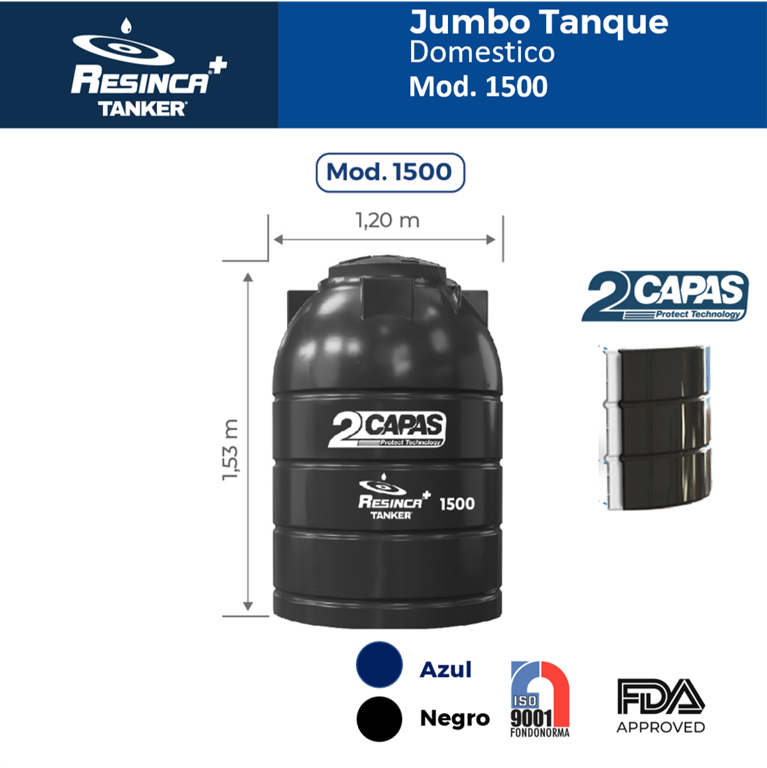 Tanque jumbo de 1500 lits