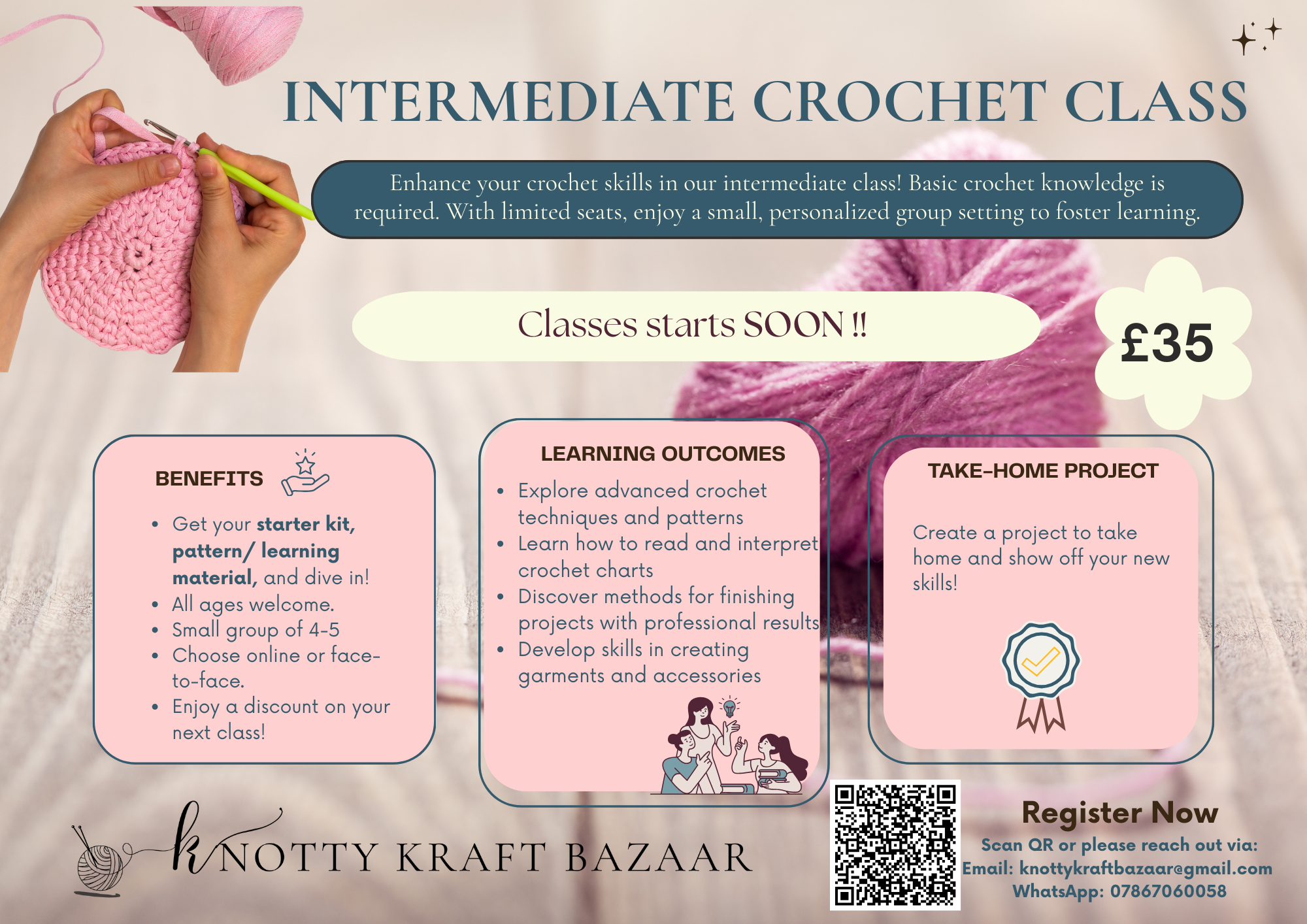 Intermediate Crochet Course-4 week