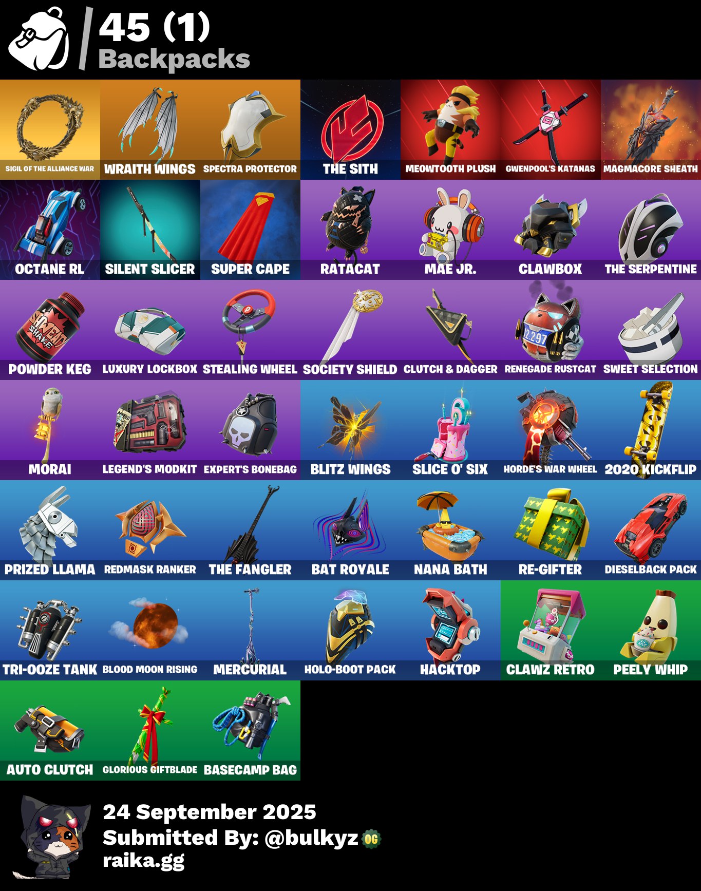 24 skins | Spectra Knight | Kado Thorne | Ahsoka Tano | Heartbreak Ranger | Khaby Lame | Felina | Oscar | Vengeance Jones | Hope | Nolan Chance | 300 VB