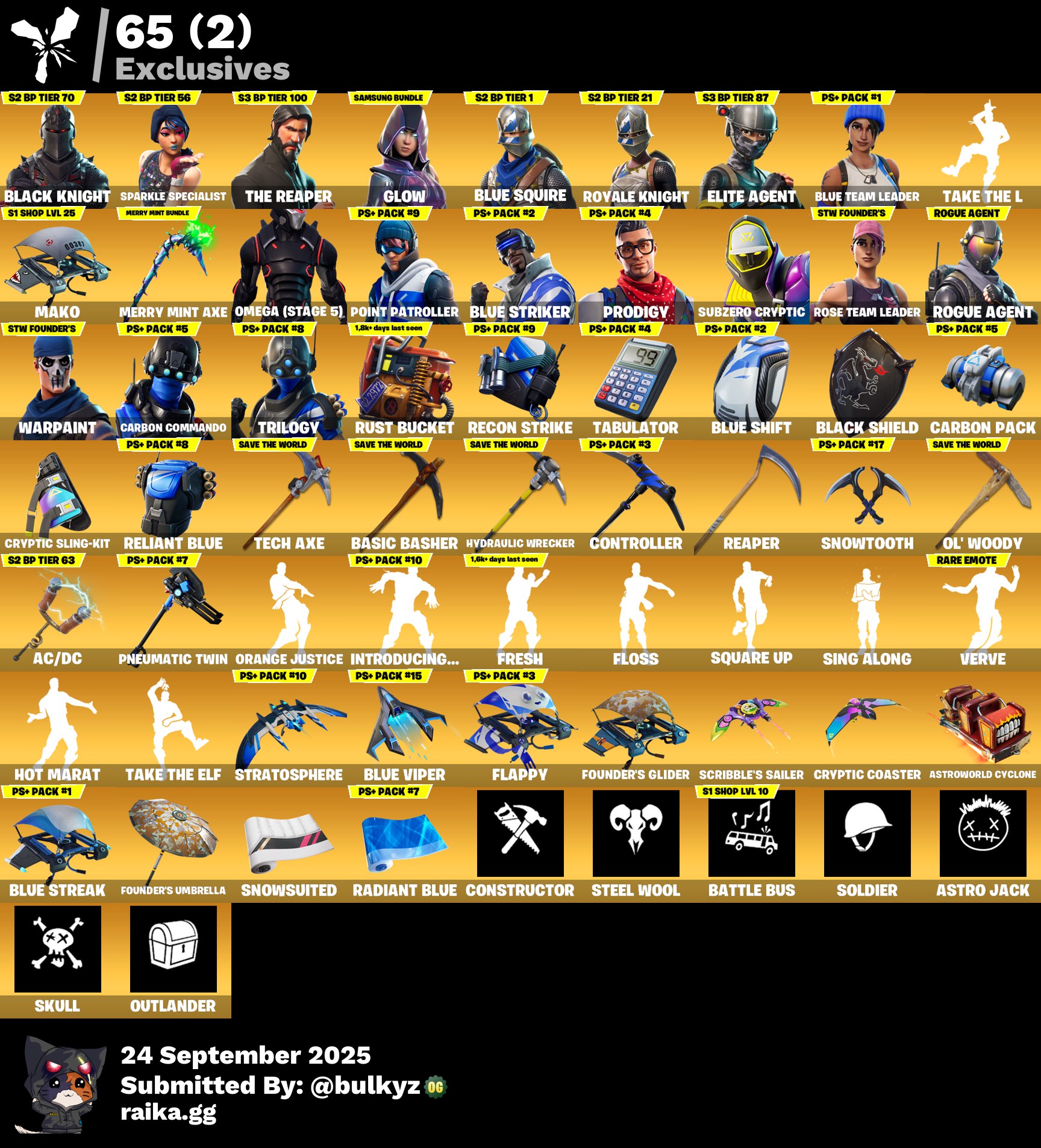 133 skins | OG STW | Black Knight | Sparkle Specialist | The Reaper | Glow | Blue Squire | Royale Knight | Elite Agent | Blue Team Leader | 550 VB
