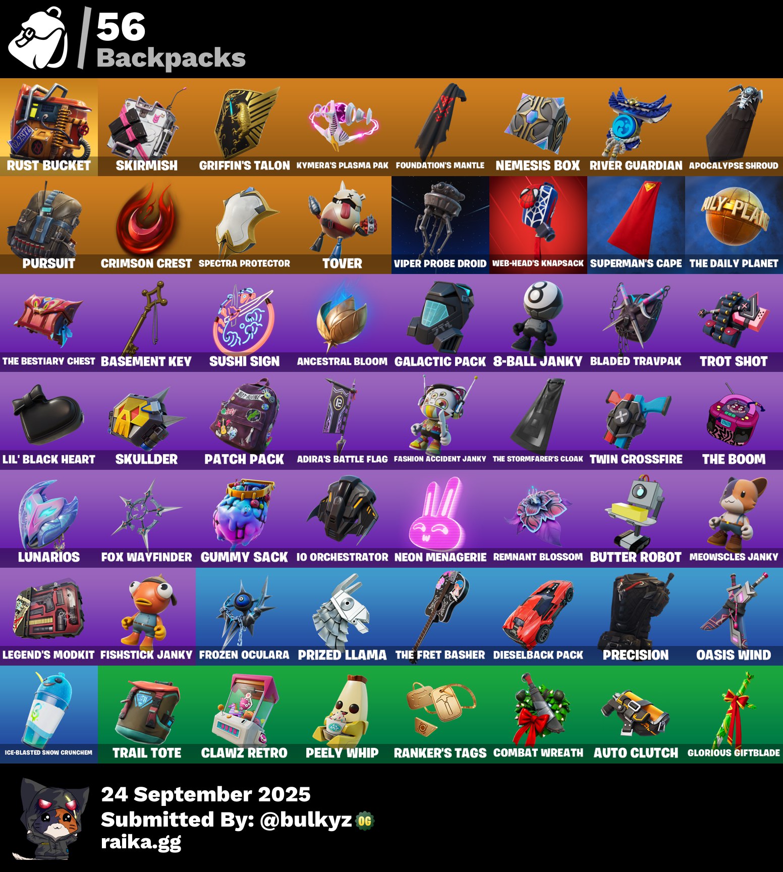 38 skins | OG STW | Renzo the Destroyer | The Foundation | Kymera | Snap | Ronin | Mizuki | Joey | Malik | Spider-Man | Clark Kent | Stray | 345 VB