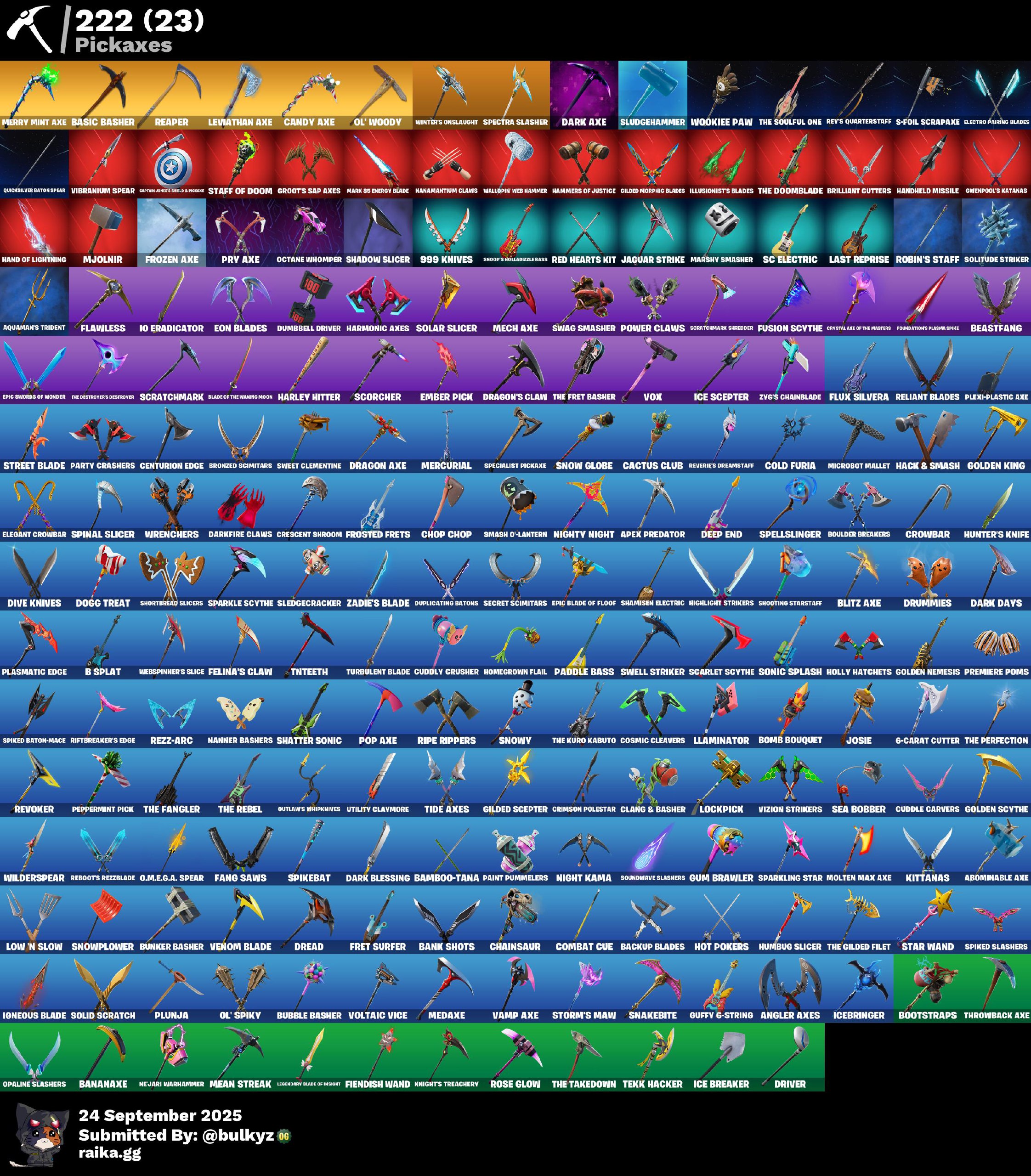 206 skins | OG STW | Renegade Raider | Fishstick (World Cup) | Gold Meowscles | Gold Midas | Gold Brutus | World Warrior | The Ice King | Hybrid | 360 VB