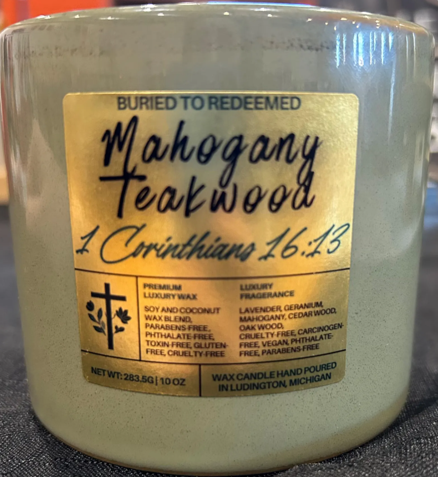 Bible Verse Coconut Mahogany Teakwood Scented Candle - 1 Corinthians 16:13 - 10 oz - Hand Poured in Michigan with Quality USA Ingredients
