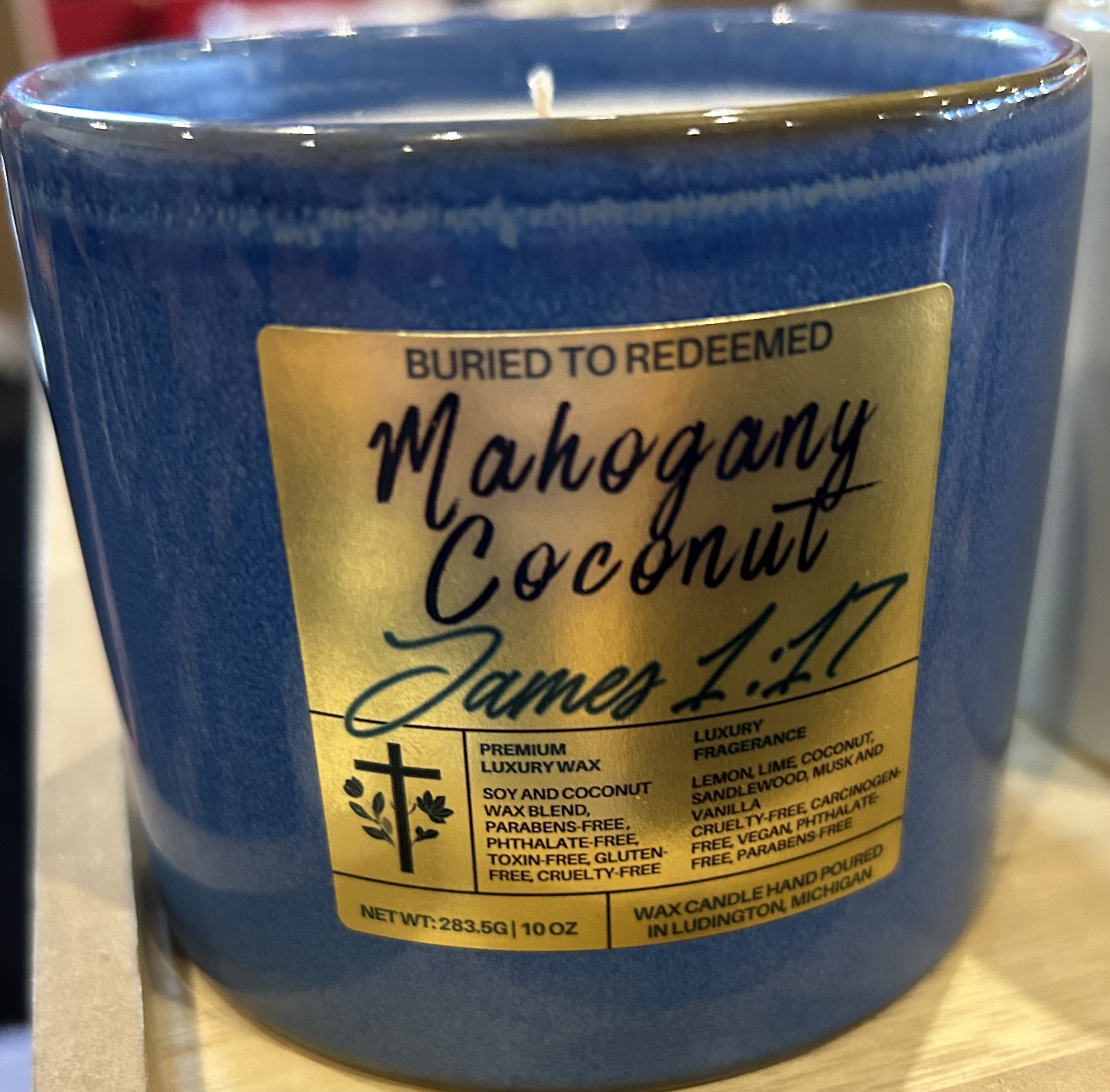 Bible Verse Coconut Soy Mahogany Coconut Scented Candle - James 1:17 -10 oz - Hand Poured in Michigan with Quality USA Ingredients