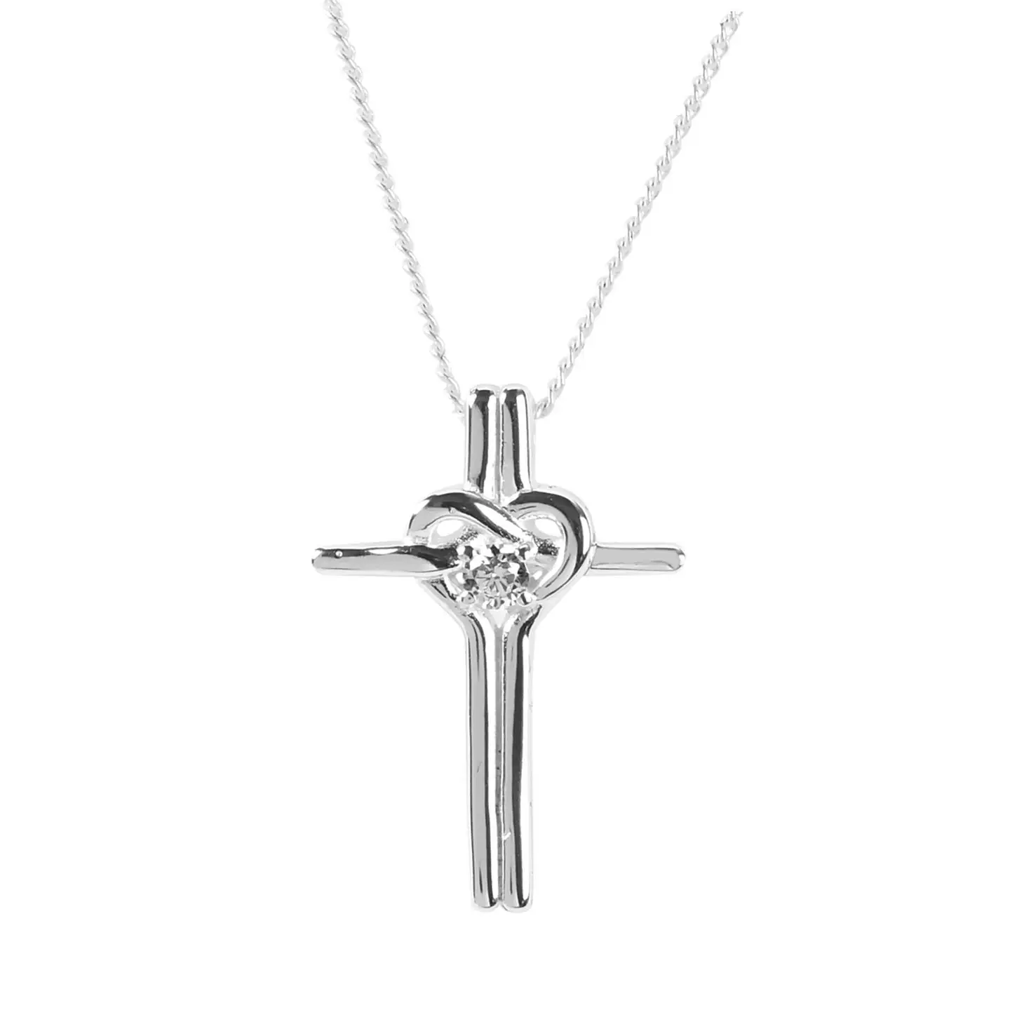 Silver Plated Cross Pendant Necklace 18L