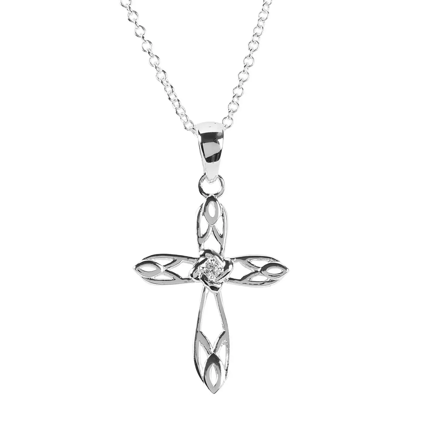 Silver Cross Pendant Necklace Silver Plated 18L