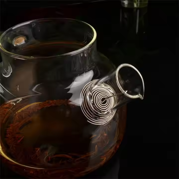 BSCI LFGB 1000ml Big Size Fancy Borosilicate Glass Barrel Glass Teapot with Spring Filter and Bamboo Lid