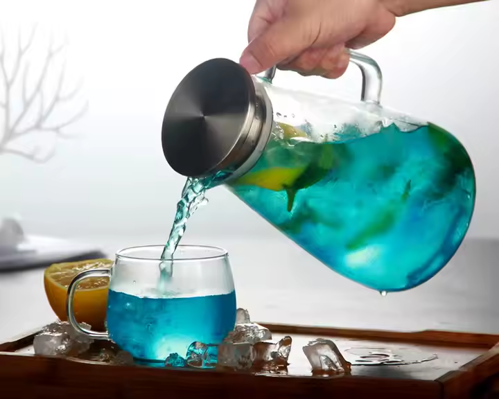 1500ml 1800ml New Style Glass Water Carafe Cold Water Jug with Stainless Steel Lid