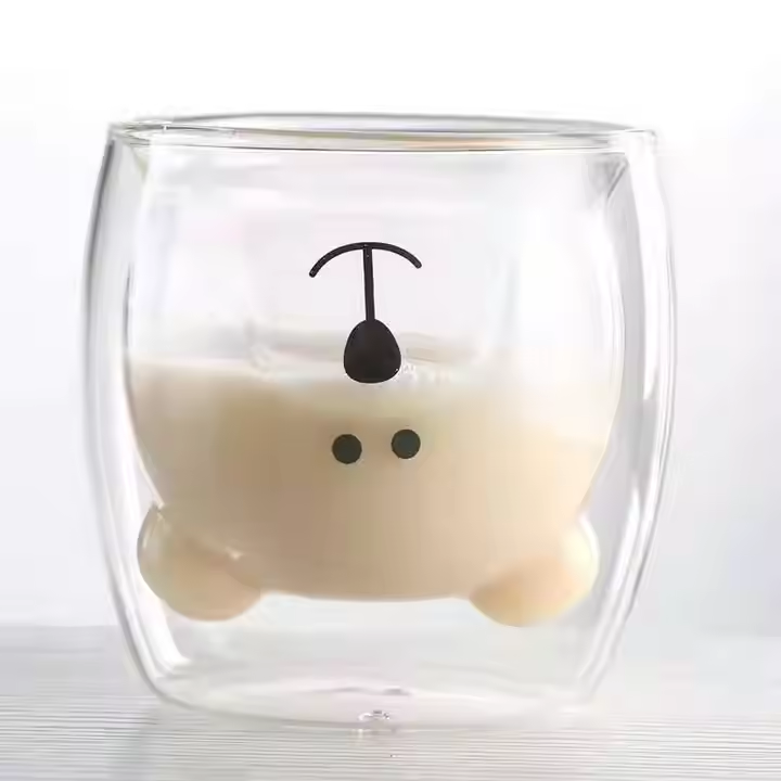 New Christmas products Double layer boro silicate glass bear mug