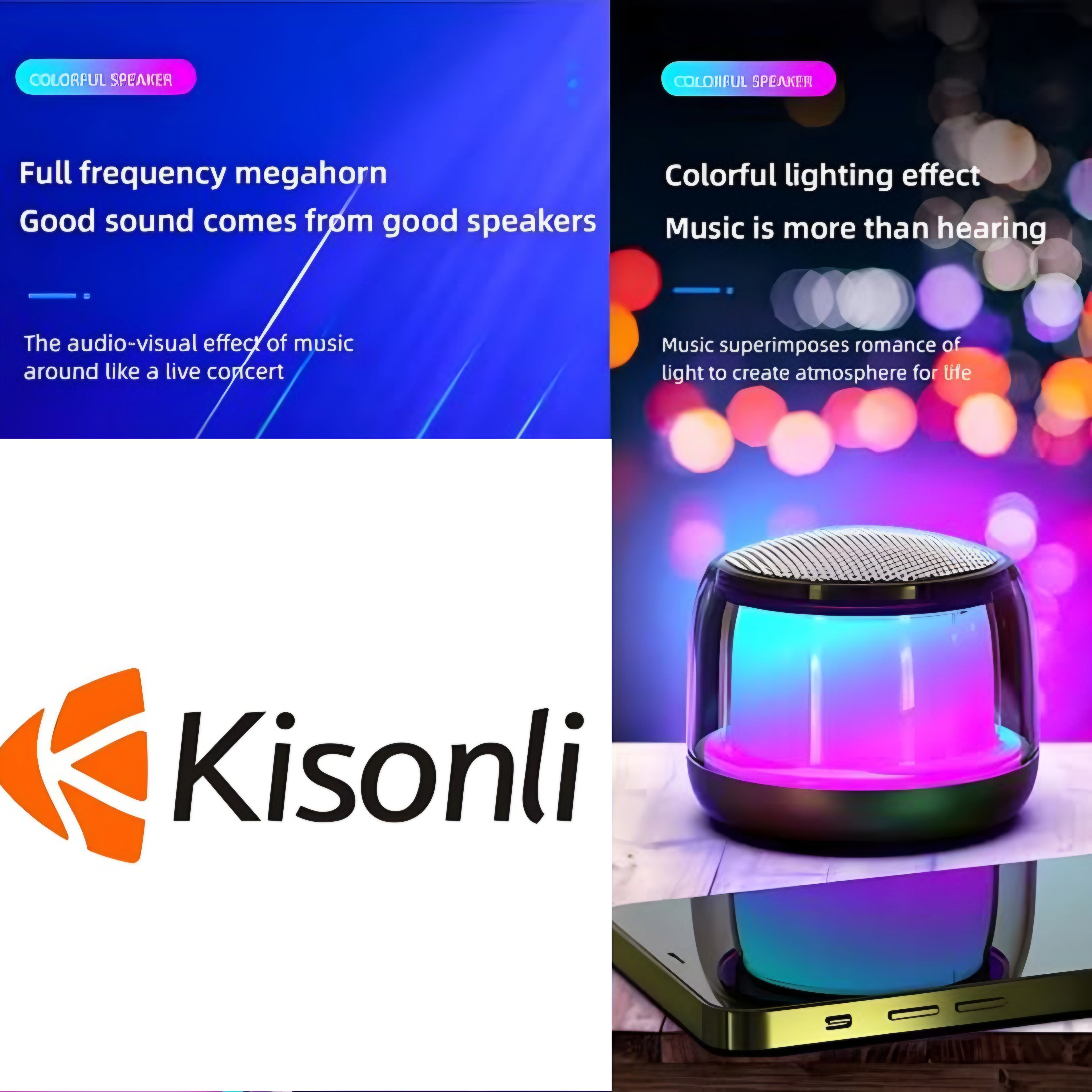 S300 Mini Bluetooth Wireless Portable Speaker with LED Light & High Bass Sound