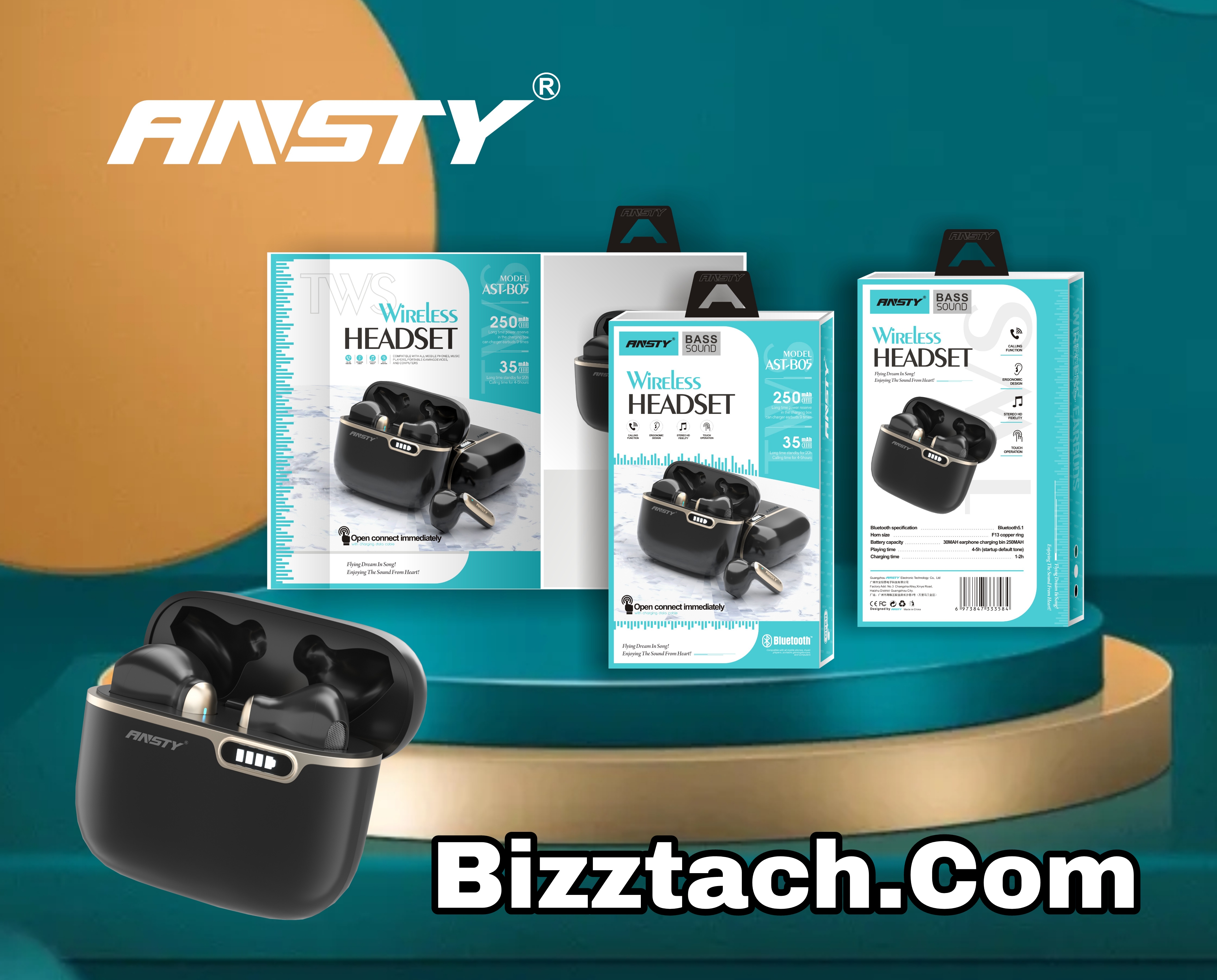 Ansty AST-B05 are true wireless earbuds manufactured by the brand Ansty.