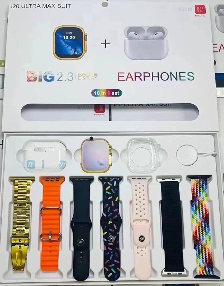 Smart Watch With 7 belts & Earbuds