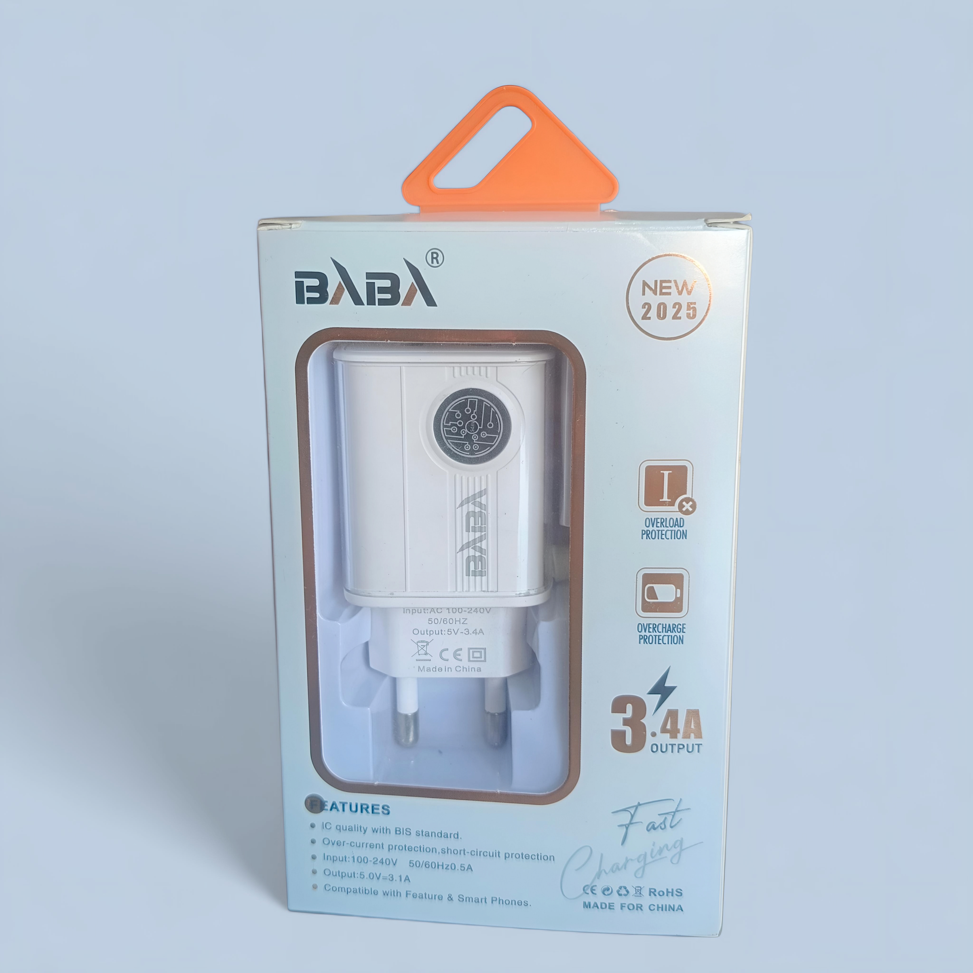 BABA  Type-C  TRAVEL&HOME  CHARGER  Protecto  2USB  USED TO CHARGE MOBILE DEVICES