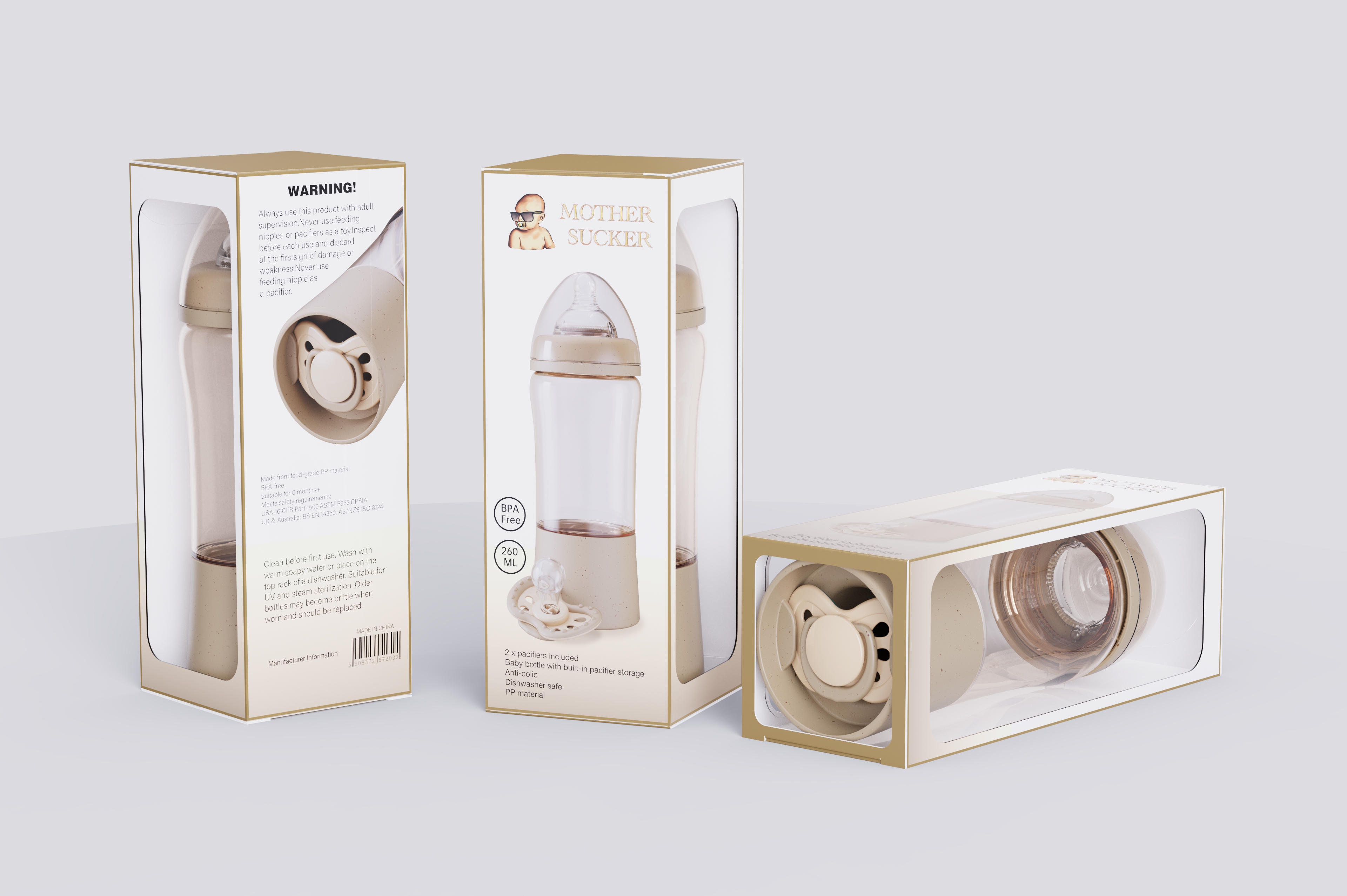 Baby Bottle with Built-In Pacifier Storage Compartment | Includes 2 Pacifiers