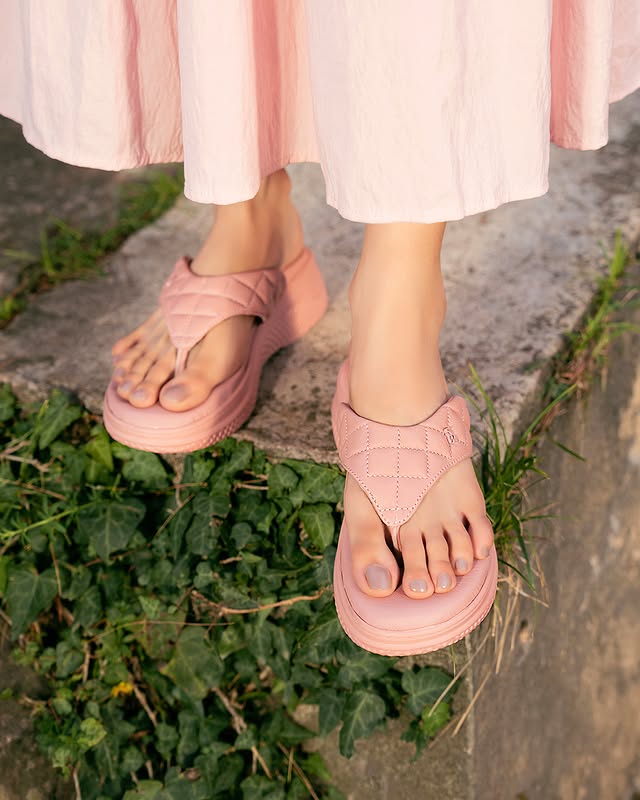 Pink Quilted Platform Sandals