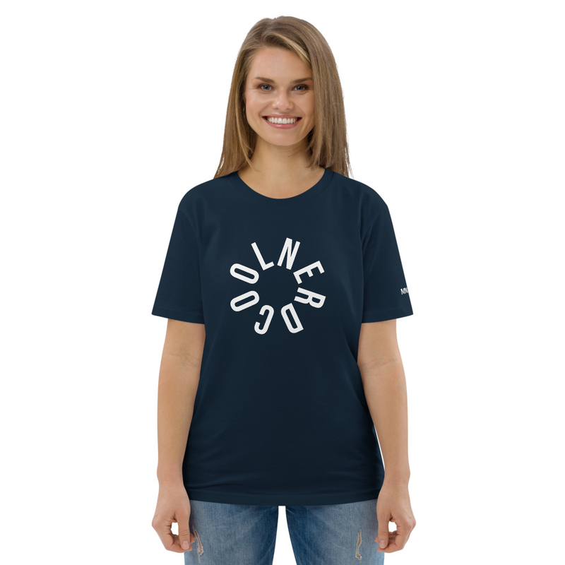Signature Wheel Tee French Navy organic cotton