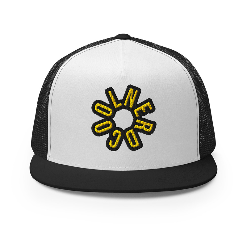 5 Panel White & Black Trucker Cap