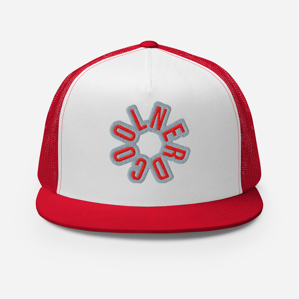 5 Panel Red & White Trucker Hat