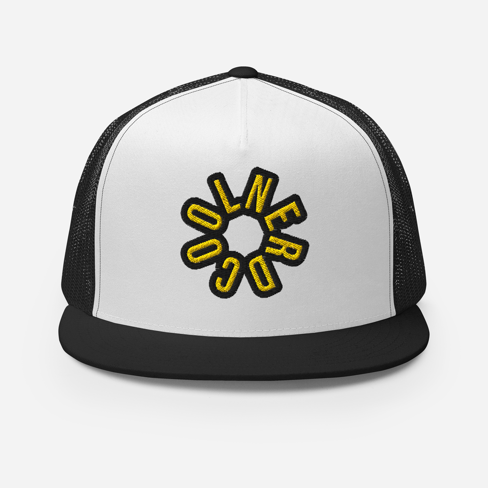 5 Panel White & Black Cool Nerd Trucker Hat