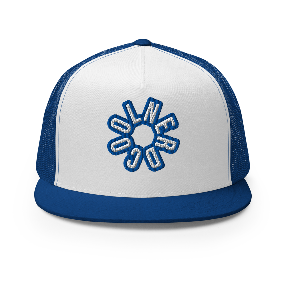 5 Panel Royal Blue & White Trucker Hat