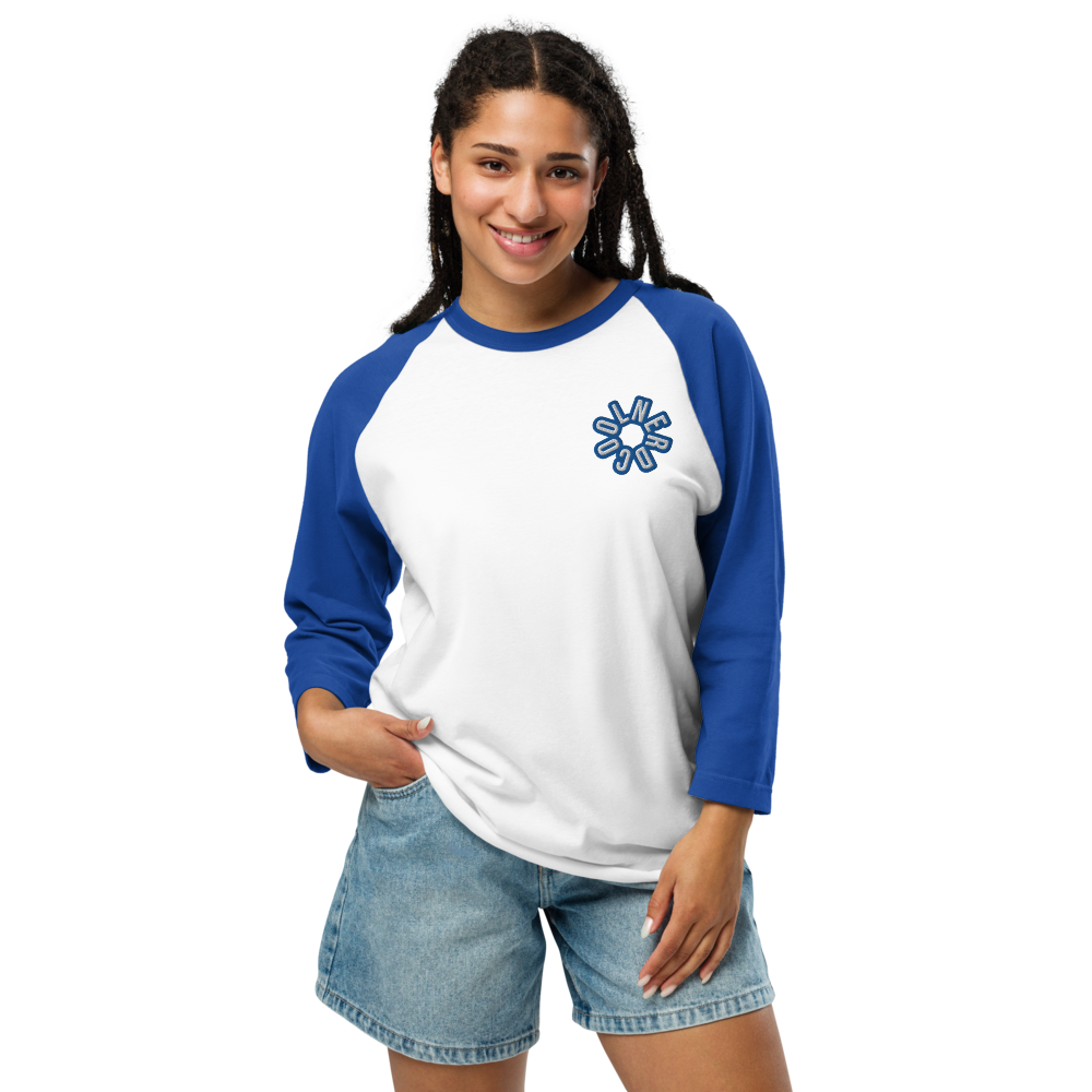 Unisex Royal Blue & White 3/4 Sleeve Classic T-Shirt