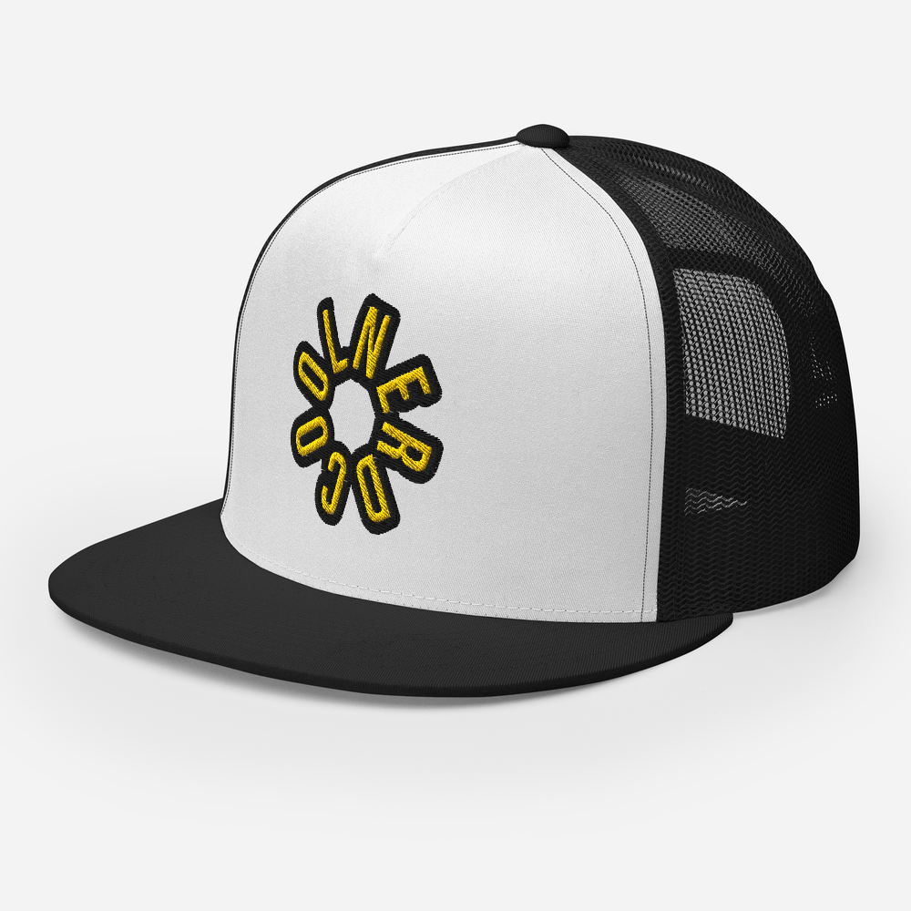 5 Panel White & Black Cool Nerd Trucker Hat