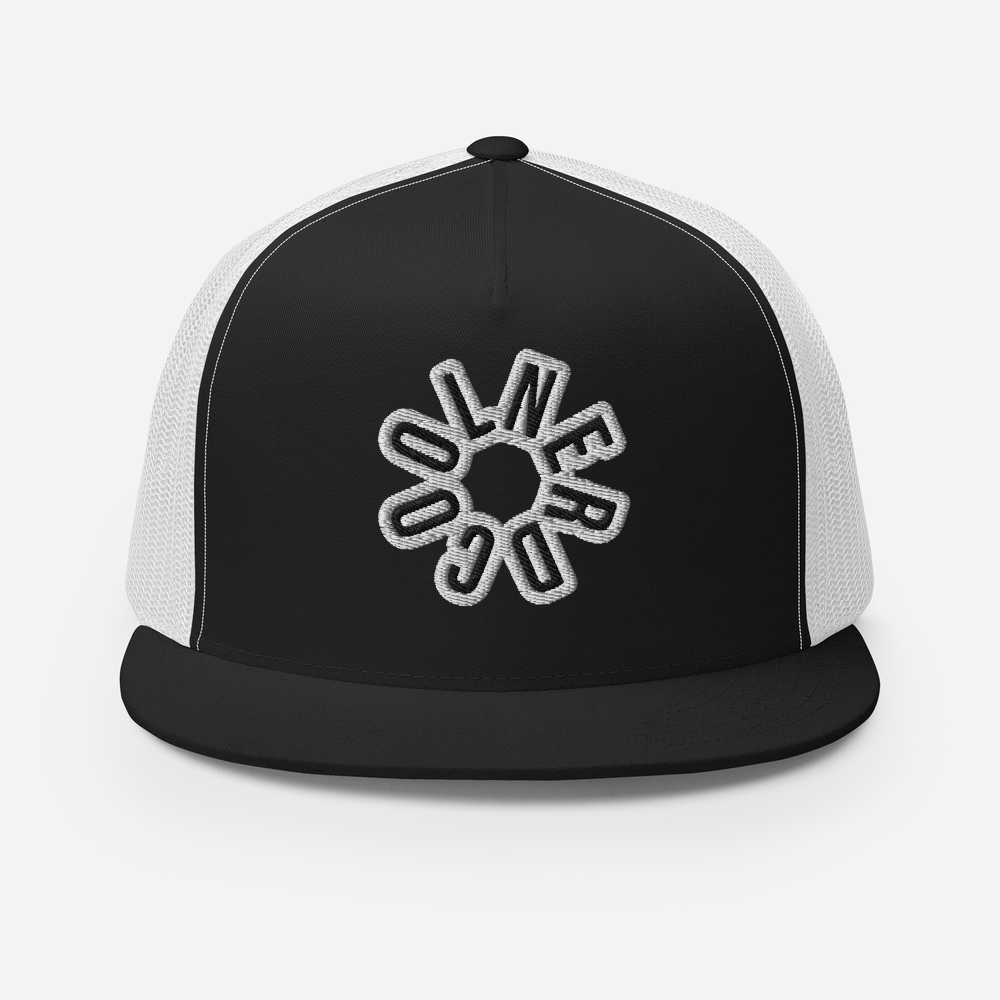 5 Panel Black & White Cool Nerd Trucker Hat
