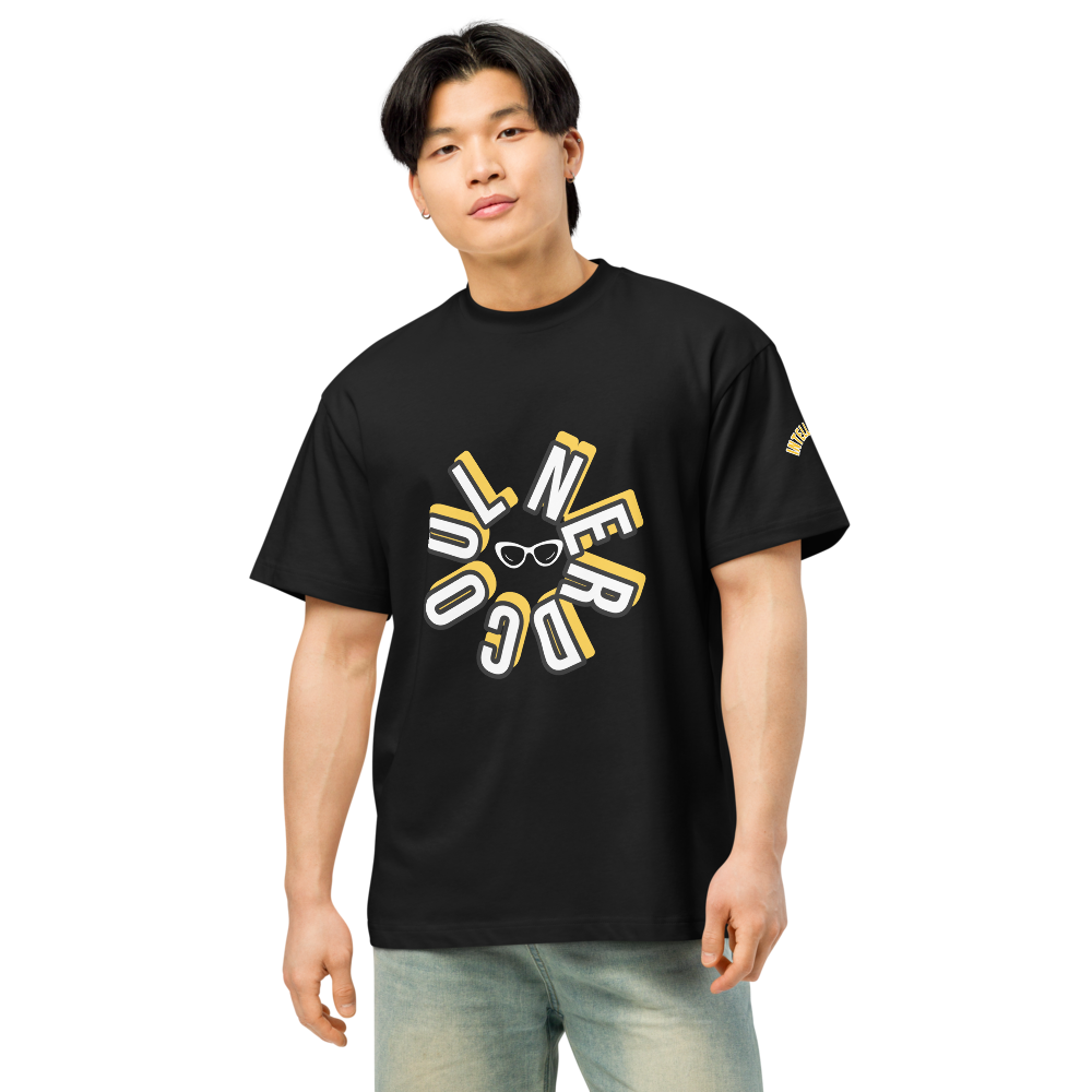 Black Men's Box Tee | Cotton with Oversized Cool Nerd Logo