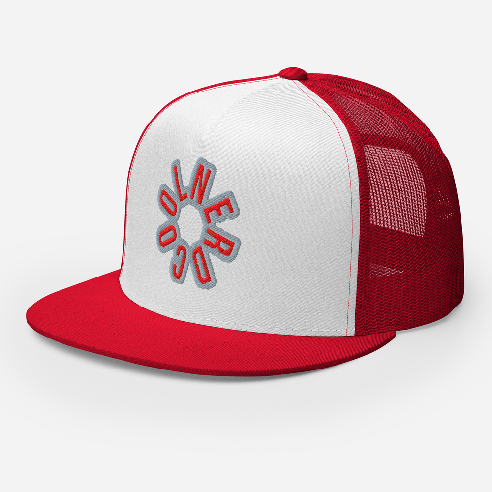 5 Panel Red & White Trucker Hat