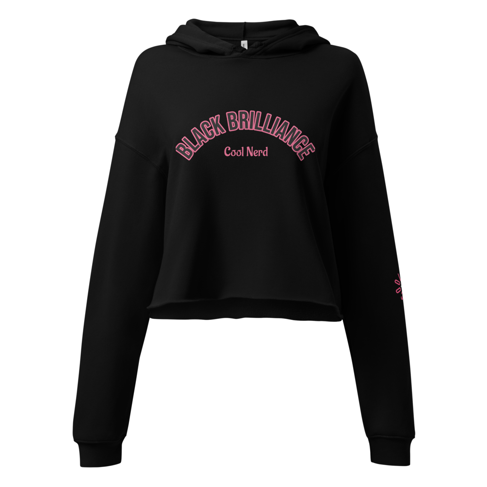Women's Black & Cotton Pink Black Brilliance Cropped Hoodie
