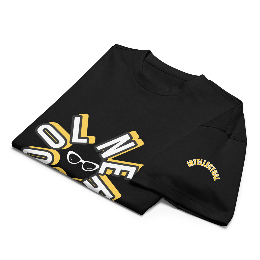 Black Men's Box Tee | Cotton with Oversized Cool Nerd Logo